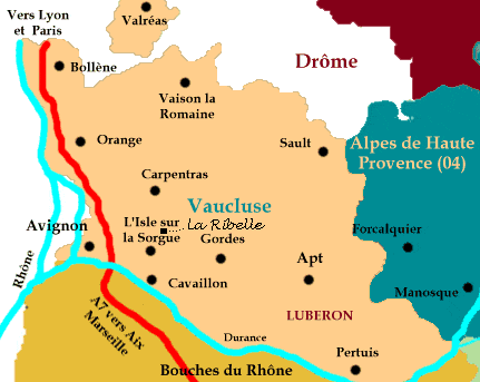 Le département du Vaucluse en carte touristique